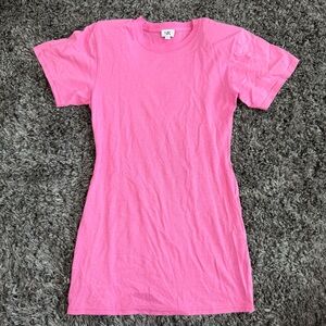 SR Padded Shoulder T-Shirt Mini Dress in Pink, Size XS/S